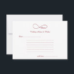 Cartão De Conselho Red Love Infinity Casamentos Desejos e Conselhos<br><div class="desc">Simples, elegante e clássico Red Love Infinity Wedding Deseja & Advice Cards. Excelente para casamentos, chás de panela, jantas de ensaio de casamento e aniversários de casamento. Personalize o texto para ajustado das necessidades de celebração do seu partido.</div>