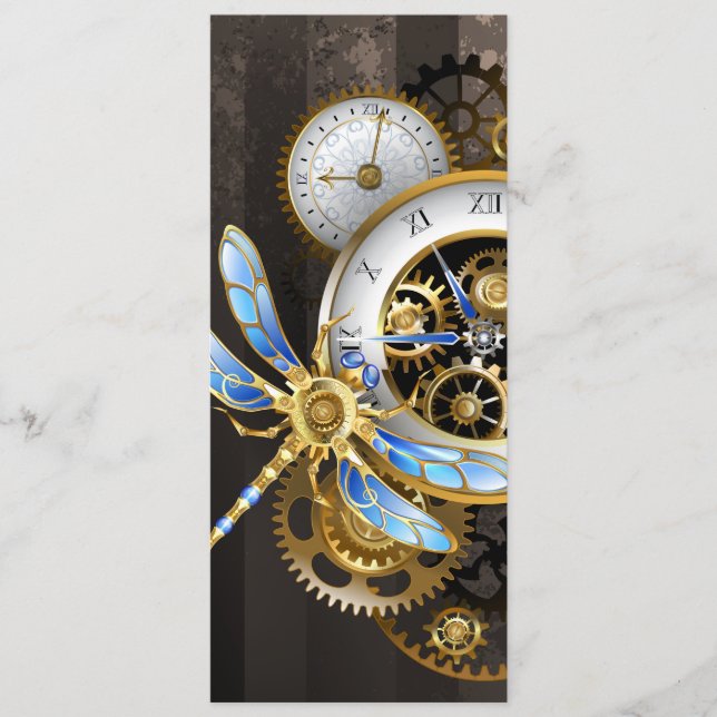 Cartão De Conselho Relógio Steampunk com Dragonfly Mecânica (Frente)