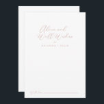 Cartão De Conselho Rosa Dourado Na moda Idyllic Casamento Bem Deseja<br><div class="desc">Este cartão de aviso de casamento de na moda idílico rosa de ouro é perfeito para um casamento rústico. O design simples e elegante apresenta a tipografia de script clássico e de rico em rosa-ouro. Estas cartas são perfeitas para um casamento, chá de panela, chá de fraldas, festa de formatura...</div>