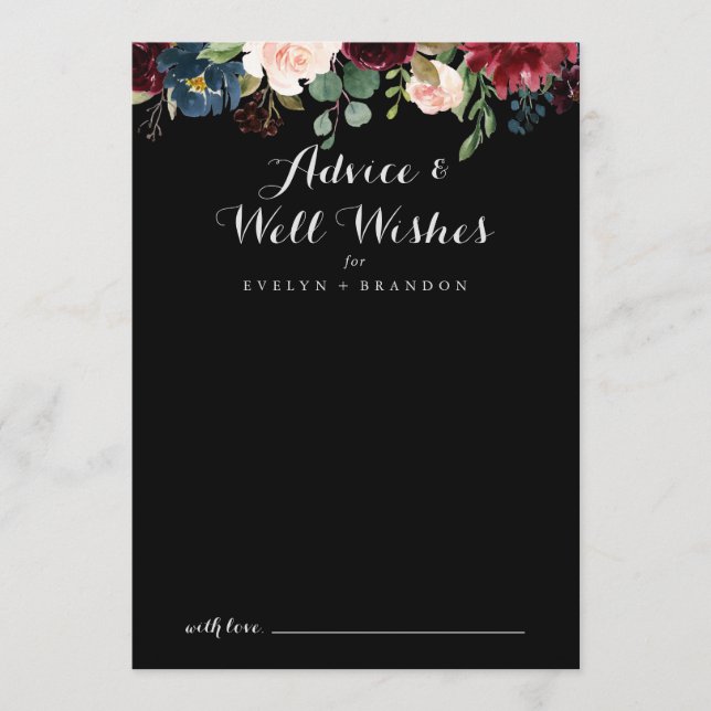Cartão De Conselho Rustic Black Weds well Wish Advice Card (Frente)