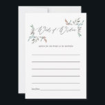 Cartão De Conselho Rustic Greenery Aviso de Chá de panela de inverno<br><div class="desc">A aquarela deixa o aviso de chá de panela de inverno para cartas de noiva projetadas para serem rápida e facilmente personalizadas.</div>