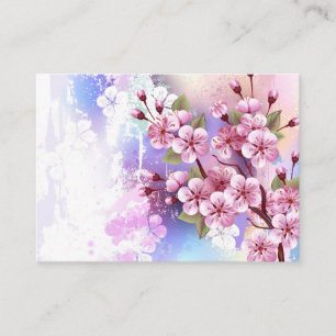 Cartão De Conselho Sakura rosa no fundo da pintura