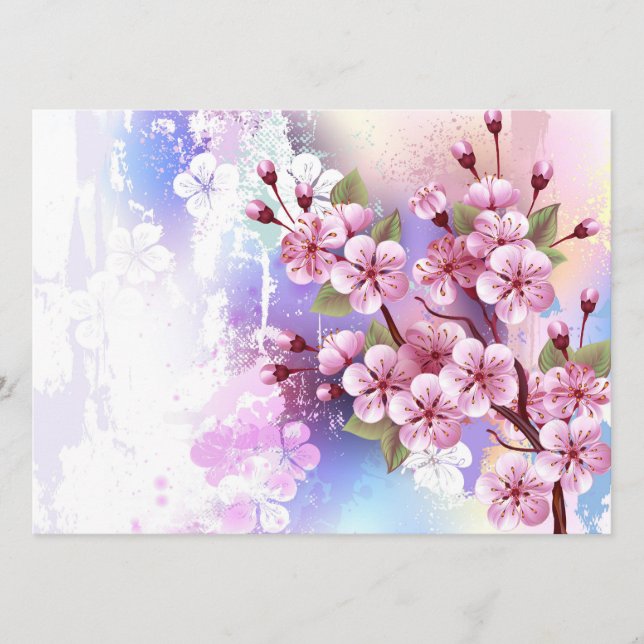Cartão De Conselho Sakura rosa no fundo da pintura (Frente)