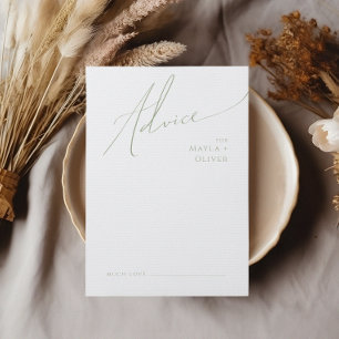 Cartão De Conselho Script Whimsical Sage Green Wedding