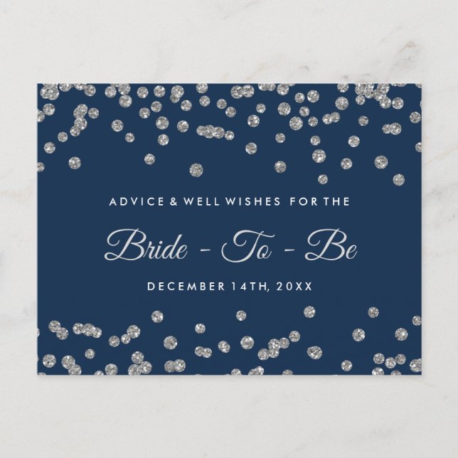 Cartão De Conselho Silver Faux Glitter Confetti Marinho Bridal Advoga (Frente)