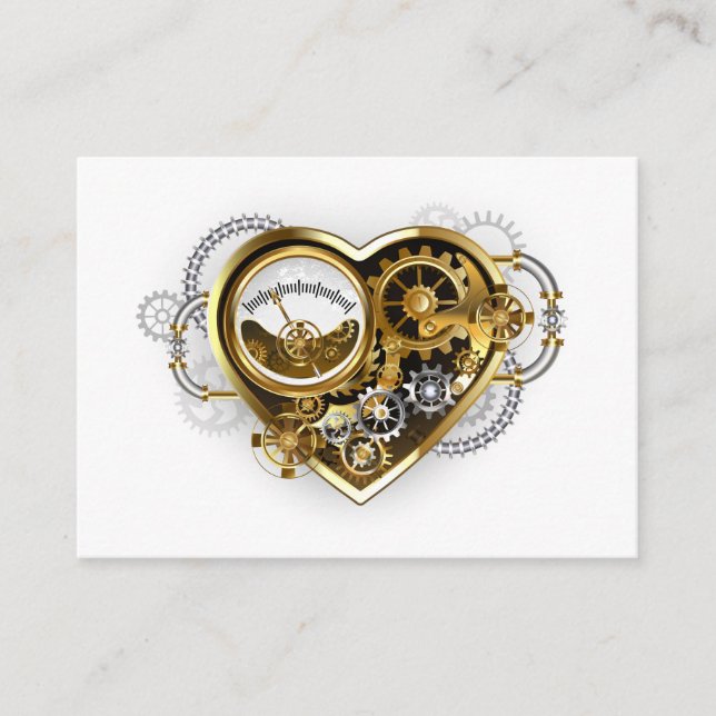Cartão De Conselho Steampunk Heart with a Manometer (Frente)