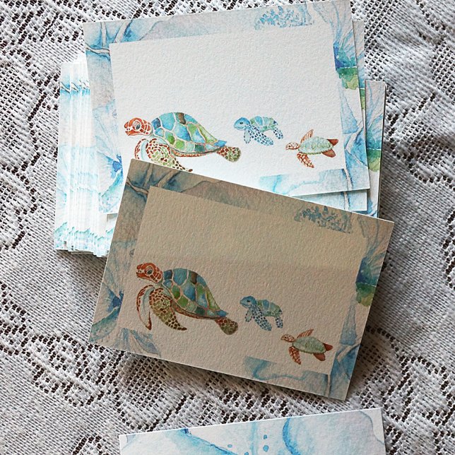 Cartão De Conselho Tartarugas do mar tropical Nome de recepção Cartõe (Versatile Note Cards, Place Name Setting, Sea Turtle Wedding Theme)