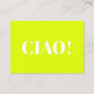 Cartão De Conselho Tchau! Ciao, olá, olá, neon, branco verde