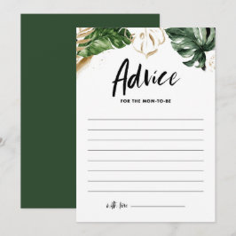 Cartão De Conselho Verde tropical e Chá de fraldas de Verão de folha 