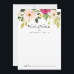 Cartão De Conselho Vermelhidão Rosa Esbranquiçada Palavras Florais de<br><div class="desc">Este verdugo cor-de-rosa pincelado palavras de casamento florais do cartão de conselho de sabedoria é perfeito para um casamento simples. O design apresenta belas pinturas manuais, rosas, pincéis e pénicas amarelas, pintadas à mão, com folhagem verde. Estas cartas são perfeitas para um casamento, chá de panela, chá de fraldas, festa...</div>