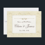 Cartão De Conselho Vintage Beige Floral Wedice Advice<br><div class="desc">Este cartão de aconselhamento e de boas-vindas tem um padrão duplo de florescimento floral castanho claro sobre um fundo bege vintage. A frente contém nomes personalizáveis de noiva e noivos e texto e a parte traseira está alinhada para escrita manual. Vintage Beige Floral Welcome Wedding Banner Vintage Beige Floral Cake...</div>