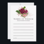 Cartão De Conselho Vintage Shabby-Chic Blush & Burgundy Bridal Advice<br><div class="desc">Vintage chic blush cor-de-rosa e rosa burgundy conselhos de noiva com sotaque de ouro rosa.</div>