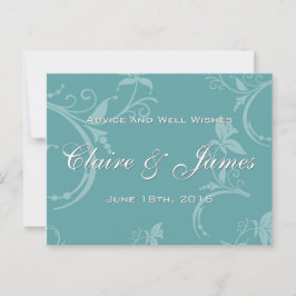 Cartão De Conselho Vintage Teal Floral Wedice Advice