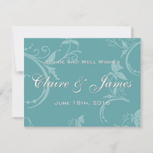 Cartão De Conselho Vintage Teal Floral Wedice Advice