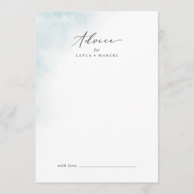 Cartão De Conselho Wash de Aquarela | Casamento Azul (Frente)