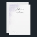 Cartão De Conselho Wash de Aquarela | Casamento Roxo<br><div class="desc">Este cartão de conselho de casamento roxo de lavagem a água é perfeito para um casamento moderno e pode ser usado para qualquer evento. O design simples e clássico apresenta uma abertura de cor púrpura de água pastel lavanda com estilo elegante minimalista. Esses cartões de aviso podem ser usados como...</div>