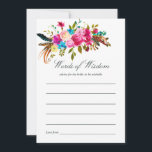 Cartão De Conselho Watercolor Boho Chic Floral Weding Bridal Advice<br><div class="desc">Buquês florais,  cor-de-rosa-chico e azul,  de cor-d-água,  conselhos de Chá de panela para o cartão "Bride-to-be" com tipografia de Casamento elegante.</div>