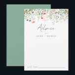 Cartão De Conselho Wildflower Wedding<br><div class="desc">Este design apresenta uma fileira de flores silvestres delicadas de aquarela. Perfeito para casamentos elegantes.</div>