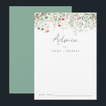 Cartão De Conselho Wildflower Wedding<br><div class="desc">Este design apresenta uma fileira de flores silvestres delicadas de aquarela. Perfeito para casamentos elegantes.</div>