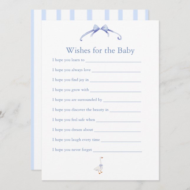 Cartão De Conselho wishes for the baby blue (Frente/Verso)