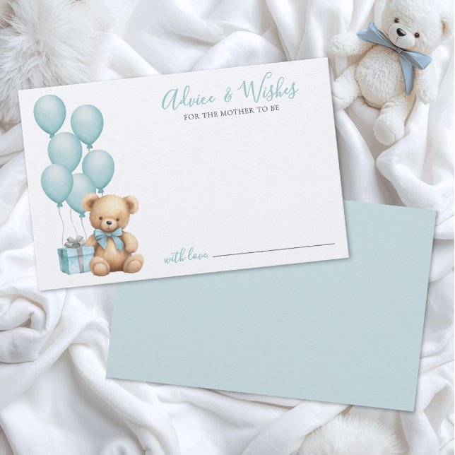 Cartão de Conselhos e Desejos para Chás de Bebê co (Bear Baby Shower Advice And Wishes Card)
