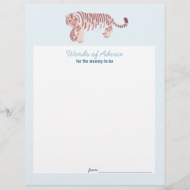 Cartão de Conselhos para Chá de Bebê do Tigre Azul