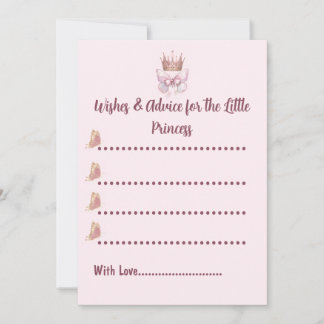 Cartão de Conselhos para Chá de Bebê Princesa Rosa