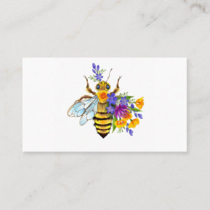 Cartão De Contato Abeja flor com plantas silvestres