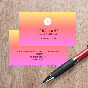 Cartão De Contato Abstrato cor-de-rosa laranja, adicionar nome e pro