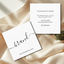 Cartão De Contato Adicione seu nome de marca a branco minimalista mo