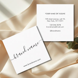 Cartão De Contato Adicione seu nome de marca a branco minimalista mo
