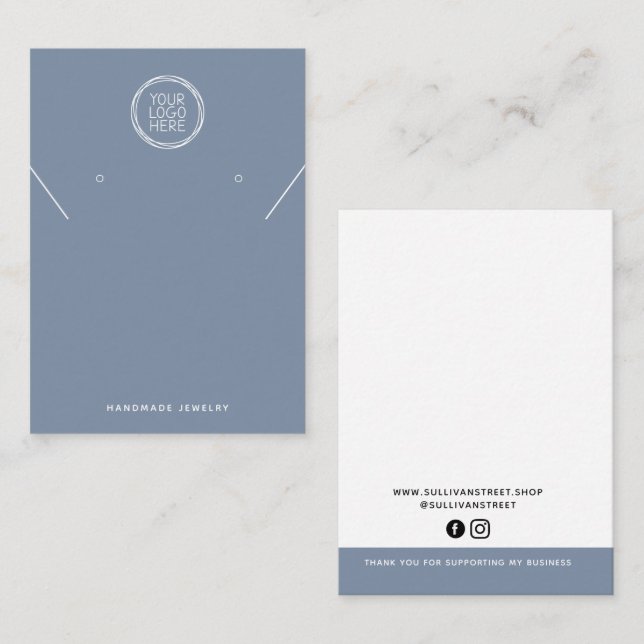 Cartão De Contato Adicione sua placa de exibição do colar de logotip (Frente/Verso)