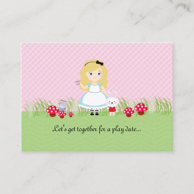 Cartão De Contato Alice e sua placa de encontro de chá (Frente)