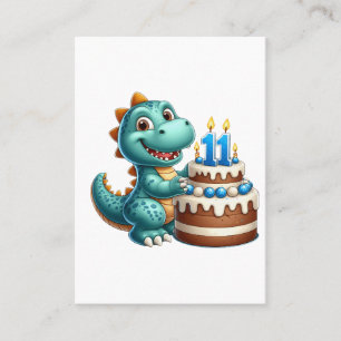 Cartão De Contato Aniversário de 11 anos do Dino