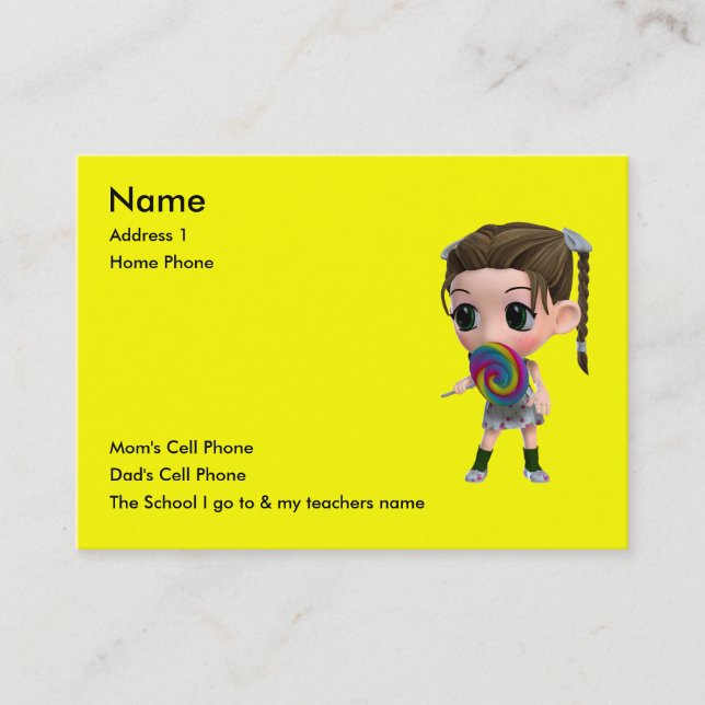 Cartão De Contato Apenas para miúdos (Frente)