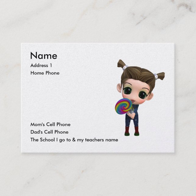 Cartão De Contato Apenas para miúdos (Frente)