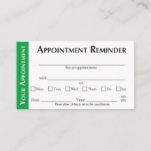 Appointment Reminder Cards - Green