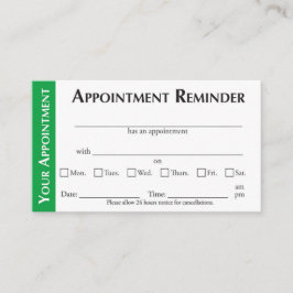 Cartão De Contato Appointment Reminder Cards - Green
