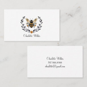 Cartão De Contato Assinatura de Roteiro Personalizada Floral Abelha