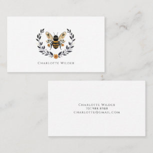 Cartão De Contato Assinatura de Roteiro Personalizada Floral Abelha