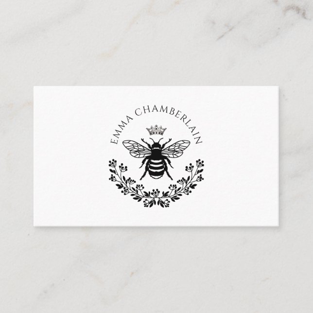 Cartão De Contato Assinatura de Script Personalizada de Bee Floral (Frente)
