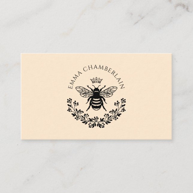 Cartão De Contato Assinatura de Script Personalizada de Bee Floral (Frente)