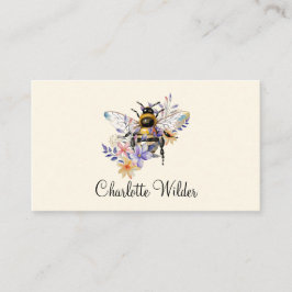 Cartão De Contato Assinatura de Script Personalizada de Bee Floral