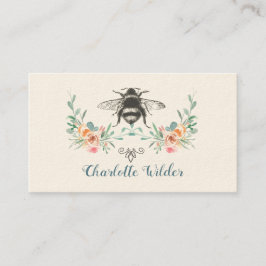 Cartão De Contato Assinatura de Script Personalizada de Bee Floral