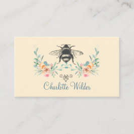 Cartão De Contato Assinatura de Script Personalizada de Bee Floral