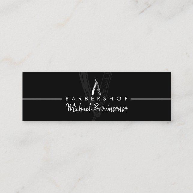 Cartão De Contato Barbearia Razor preta pequena (Frente)