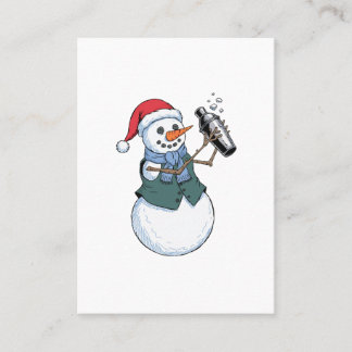 Cartão De Contato Barman Boneco de Neve Natal 2026 Coquetel de Féria