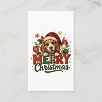 Cartão De Contato Beagle Fofo Feliz Natal