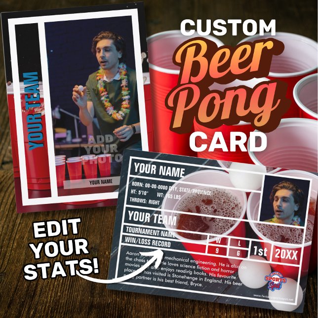 Cartão De Contato Beer Pong Player Trading Card Souvenir (Custom Beer Pong player trading card.)