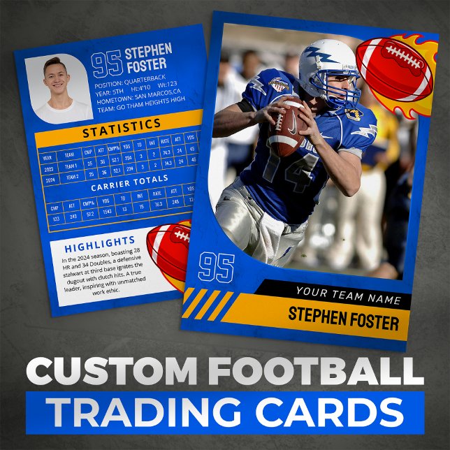 Cartão De Contato Blue Football Trading Card Sport Player Foto (Criador carregado)